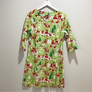 HALEY AND THE HOUND Southern Boutique USA Green Christmas Holiday Print Dress M